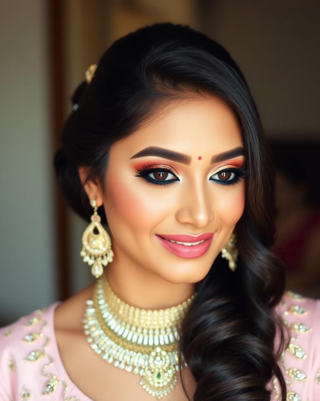 Modern soft glam bridal makeup