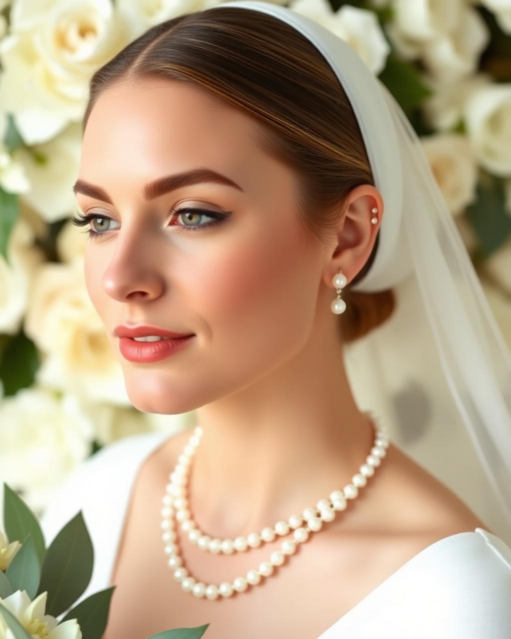 Minimalist modern bride with pearls