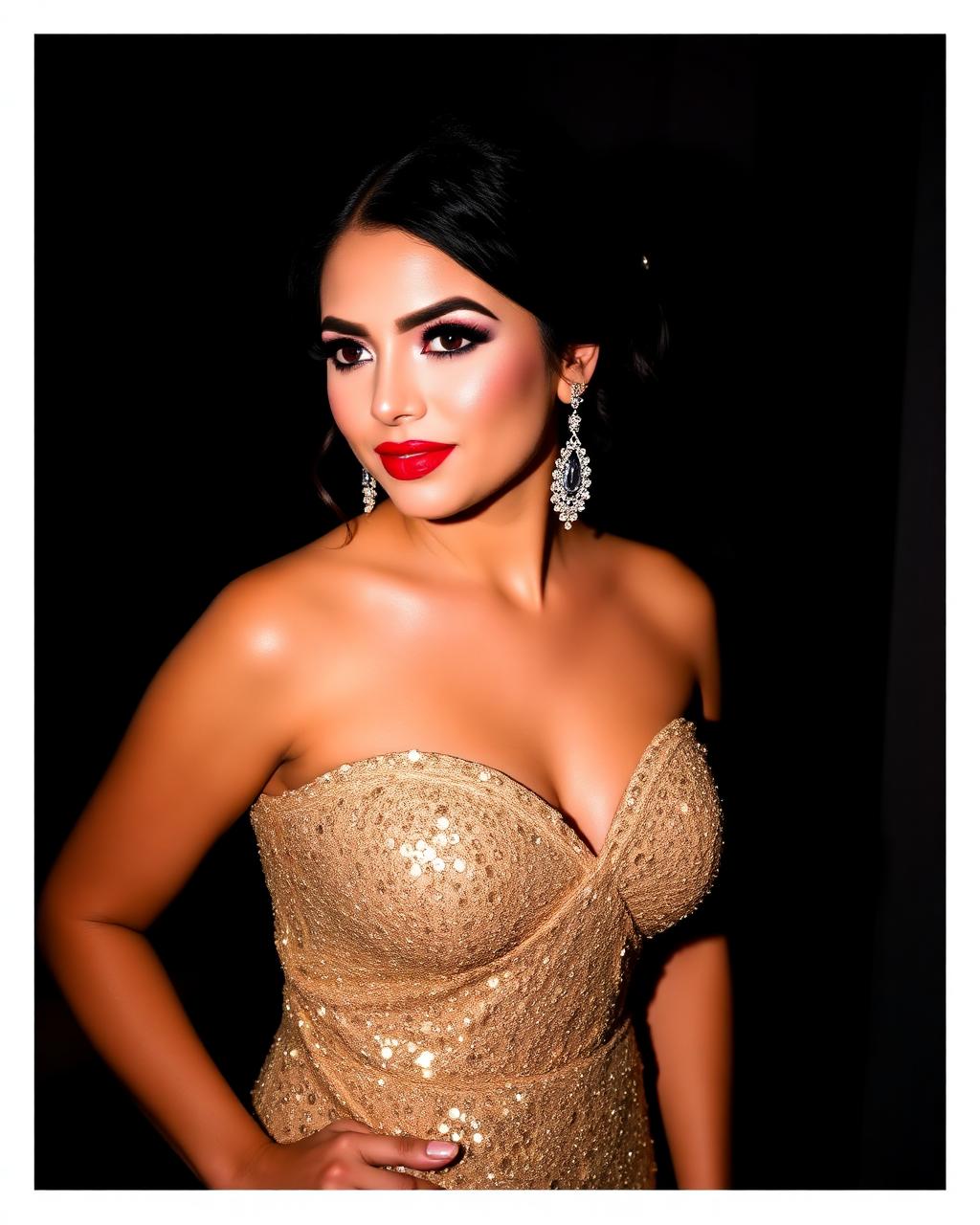 Glamorous reception evening look